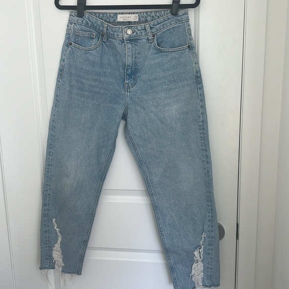 Topshop Distressed Hem Straight Jeans 30-Inch - Picture 2 of 7
